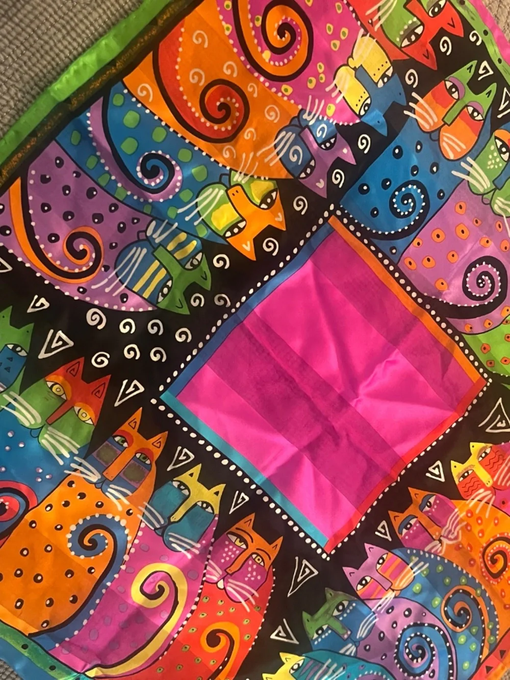 Laurel Burch Cat Square Silk Scarf